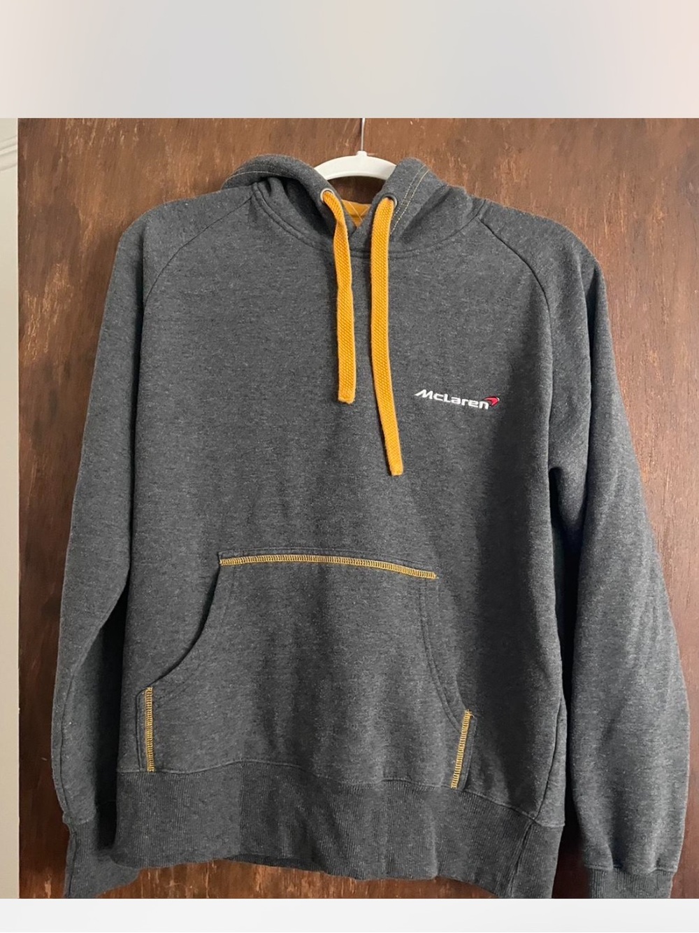 McLaren Women's Charcoal Gray Hoodie with Yellow Accents